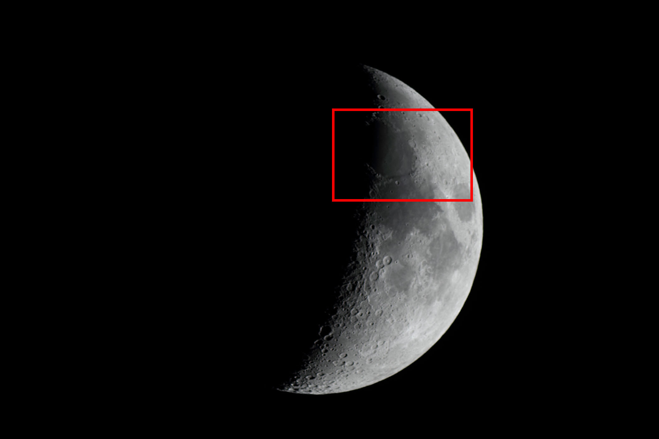 『月(月齢6.0)晴の海付近』(2026年2月23日)