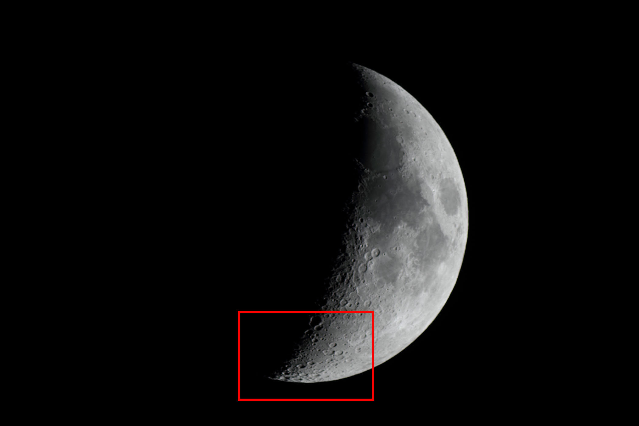 『月(月齢6.0)マンチヌス付近』(2026年2月23日)