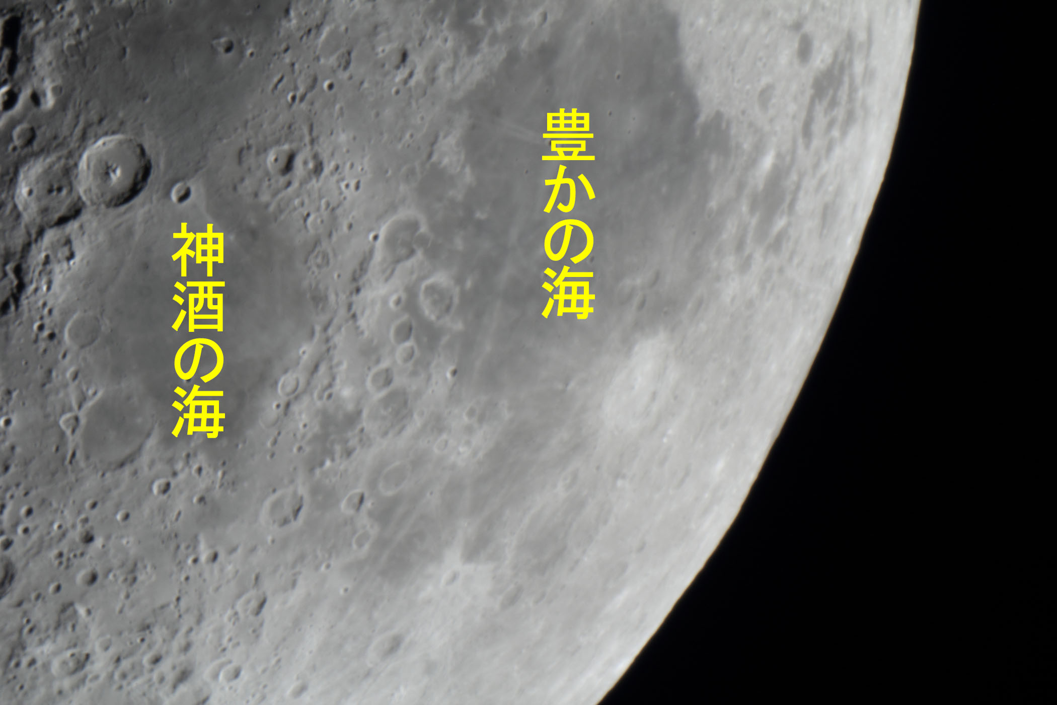 『月(月齢6.0)豊かの海・神酒の海付近』(2026年2月23日)
